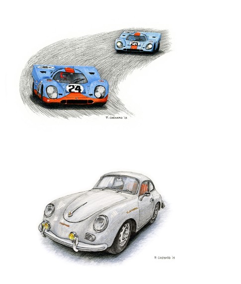 Porsche Car Art by Paul Chenard