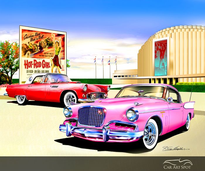 Hot Rods and Corvette Roadster Automotive Art by Danny Whitfield