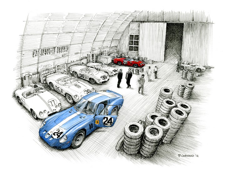 Ferrari Garage - The night before the 12 hours of Sebring 1962