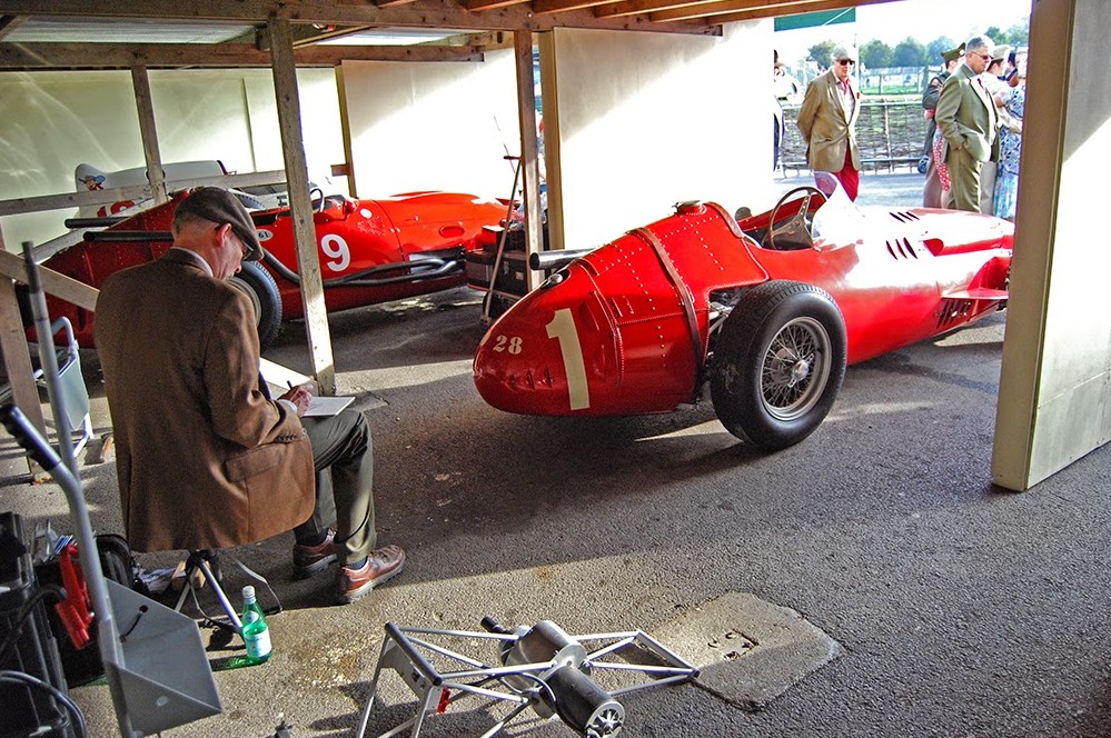 Paul Chenard sketching Maserati 250F