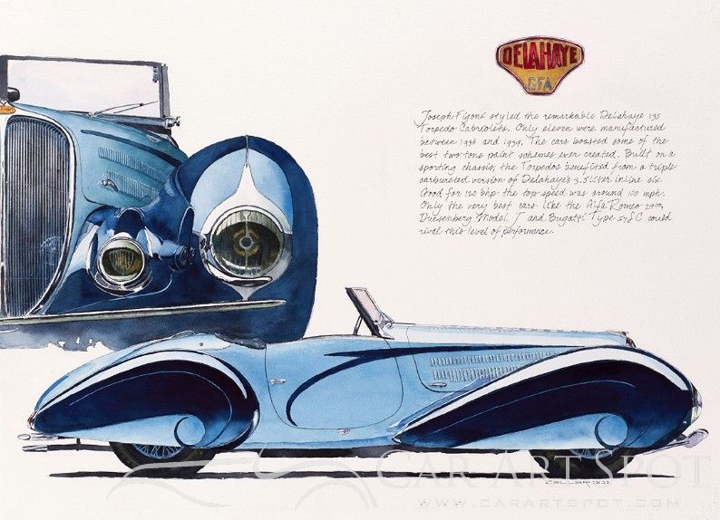 Delahaye by Automotive Artist Mike Zeller