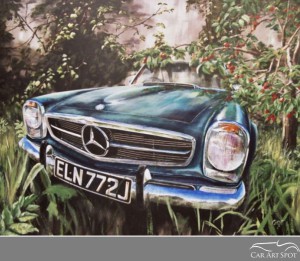 Mercedes SL commissioned automotive art by David Coax